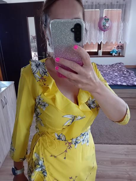 Žlté zavinovacie šaty, vero moda,m