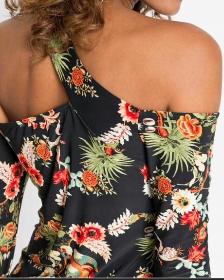 Vzorovany top s odhalenymi ramenami, bonprix,xs