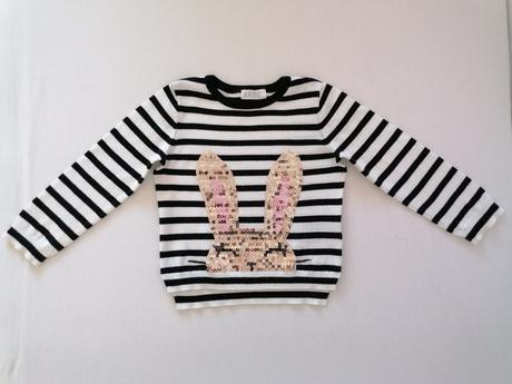 Pulover 98/104 s trblietavym zajkom, h&m,98