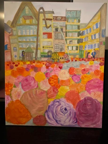 Obraz kvetinové fontány, 