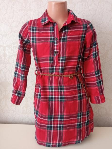 Dievčenské šaty kockované s opaskom (4-5 r.), h&m,110