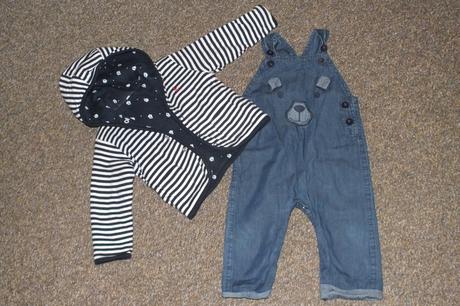 Vyteplena bundicka + riflicky, top stav, debenhams,80