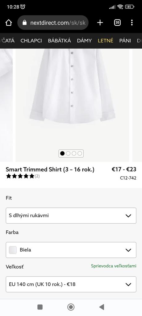 Košeľa s kravatou, next,140