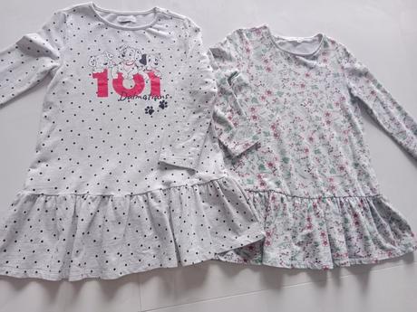 Dievčenské predľžemé tričká - tuniky-šaty, 122