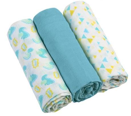 Babyono bavlnené plienky mušelínové modré, 3ks,