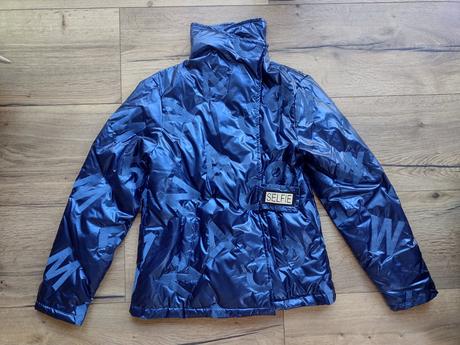 Metalická tmavomodrá bunda, l