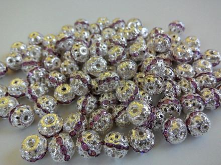 Kovové štrasové korálky 10 mm ružové, 