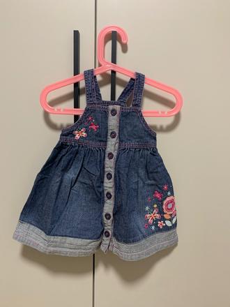 Detské riflové šaty na ramienka, 74