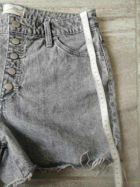 Sivé denim šortky, vysoký pás v38-40,elast., 40
