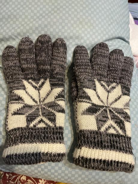 3x pánske rukavice, lyžiarske, pletené-kožušina, ajs,l