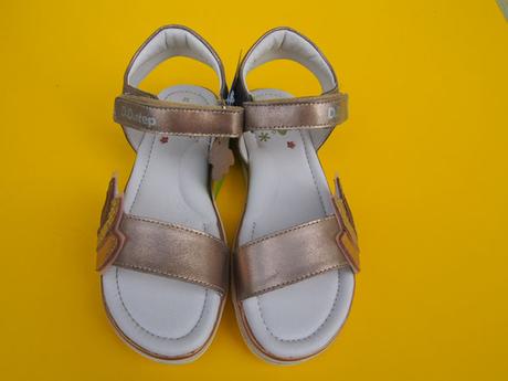 Detské kožené sandálky d.d.step ac63-6a champagne, d.d.step,35