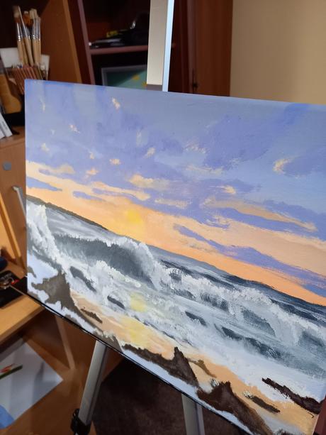 Maľba - západ slnka, 