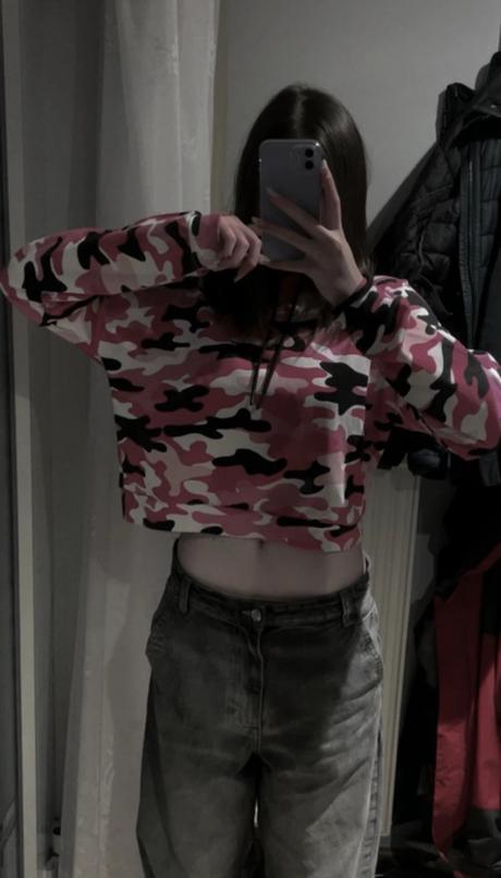 Maskacova ruzova crop mikina, new yorker,m