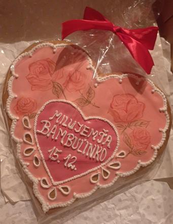 Medovníkové srdce na želanie k sviatku, z lásky...,