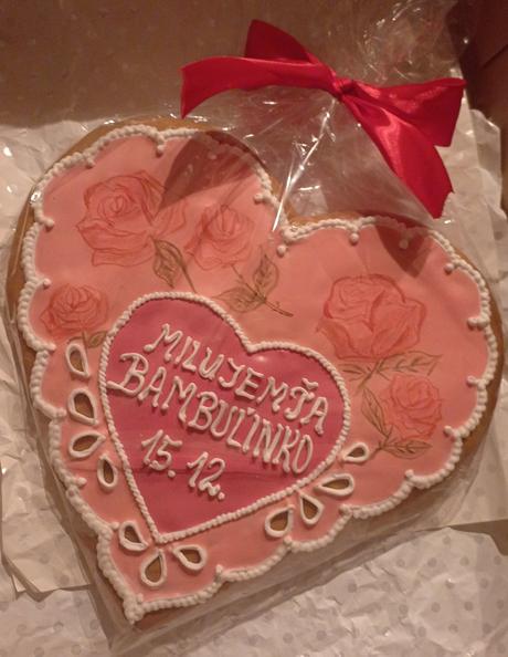 Medovníkové srdce na želanie k sviatku, z lásky..., 