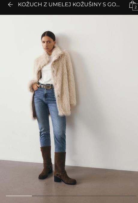 Kožuch z umelej kožušiny s vysokým golierom, reserved,s