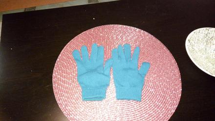 Rukavičky tyrkysove pletené elasticke, 128