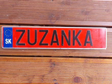 Plechová tabuľka špz zuzanka,