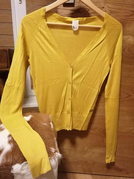 Tenký horčicový sveter skunkfunk, xs