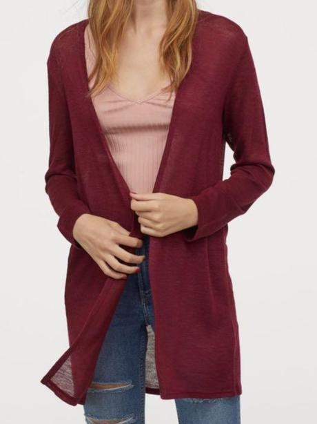 Dámsky burgundy kardigán, h&m,m