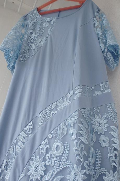 Šedo modré elastické šaty, 2xl/48, xxl