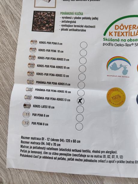 Kvalitný matrac, šírka (cm): 60,dĺžka (cm): 120