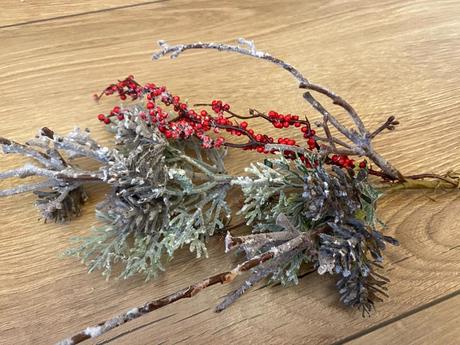 Vetvička - konárik so šiškami a bobuľkami červeným,