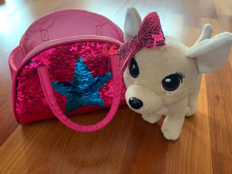 Plysová hračka čivava v kabelke, 