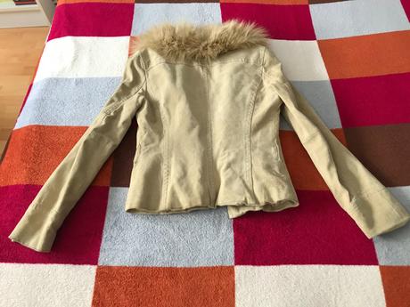 Kabatik so semisovej koze s umelou kozusinou, mango,s