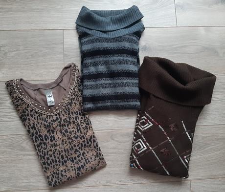 Hnedy sveter s flitrami, m