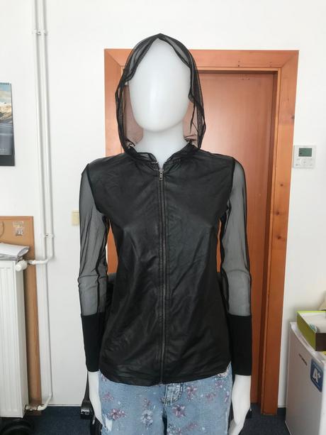 Tričko na zips mix materiálov, 36/38, bonprix,36