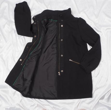 Kvalitný čierny vlnený kabát h&m, h&m,38