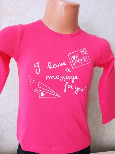 Dievčenské lososové tričko s potlačou (18-24 mes.), fagottino,86