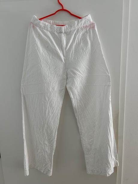 Biele lanove nohavice, h&m,m