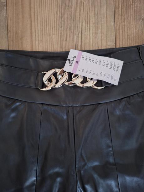 Koženkové nohavice s prackou, sinsay,m