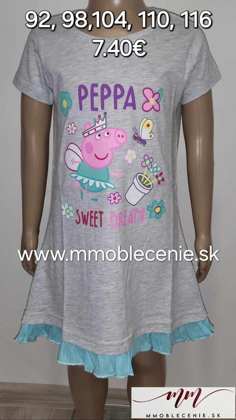 Nočná košeľa peppa pig, disney,92 / 98 / 104 / 110 / 116