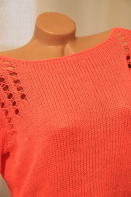 Oranžový pletený sveter, promod, l