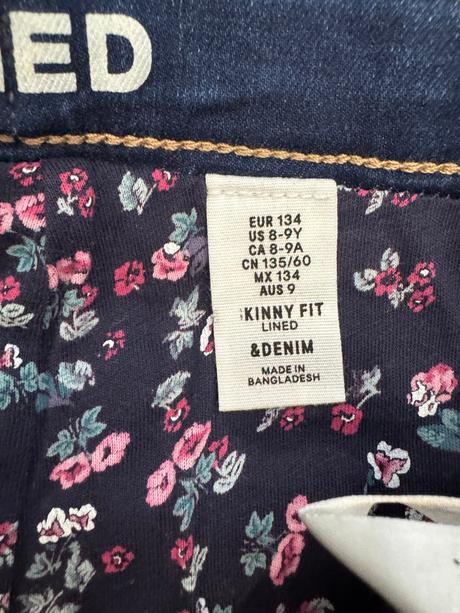 Zateplené dievčenské džínsy h&m s podšívkou, h&m,134