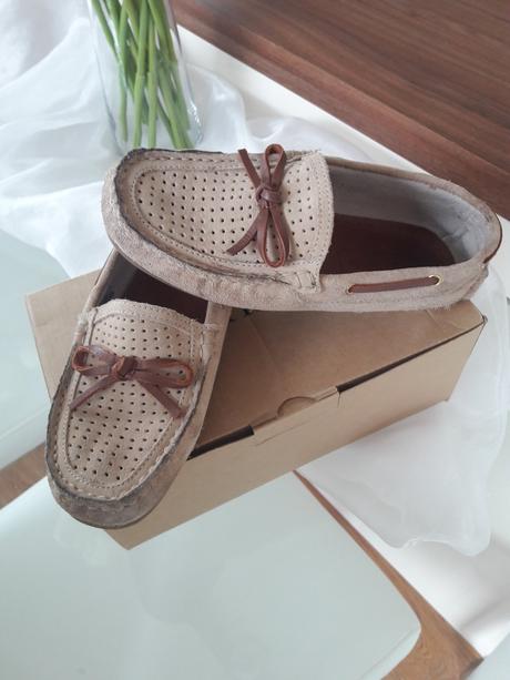 Mokasiny z brusenej koze 2x pouzite, zara,33