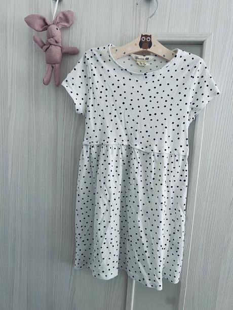 Bodkovaná tunika/šaty a legíny h&m 116, h&m,116