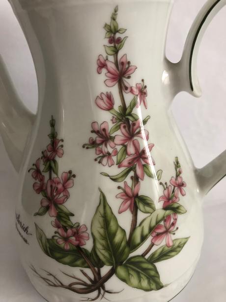 Prekrasny znaceny cajnik s bylinky motiv,