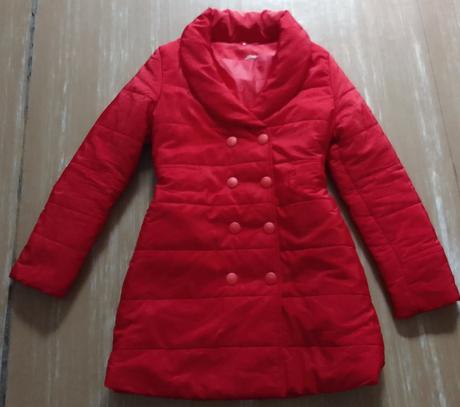 Zimná bunda dámska červená, dlhá vel. m, m