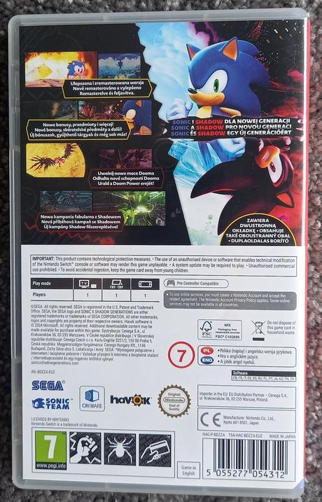 Sonic x shadow generations - hra nintendo switch.,