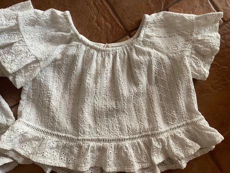 Biely madeirovy crop top, zara,128