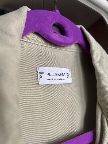 Khaki crop košeľova bunda denim košeľa pull&bear, pull&bear,s