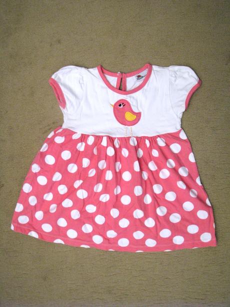 Bodkované šatičky s vtáčikom, 98