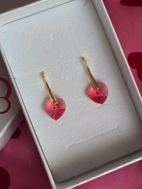 Pozlátené náušnice swarovski elements srdce, swarovski