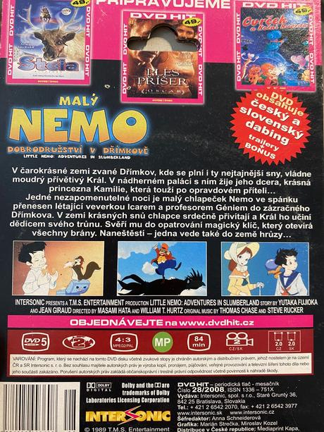 Krásna rozprávka na dvd malý nemo dobrodružstvo,