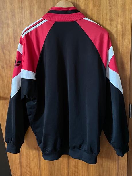 Čierno-červená mikina na zips s logom športová, adidas,m