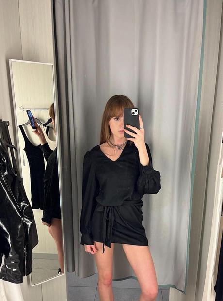 H&m krátke saténové šaty s opaskom, h&m,s